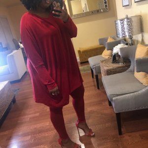 Oversized Round Neck Poncho Set